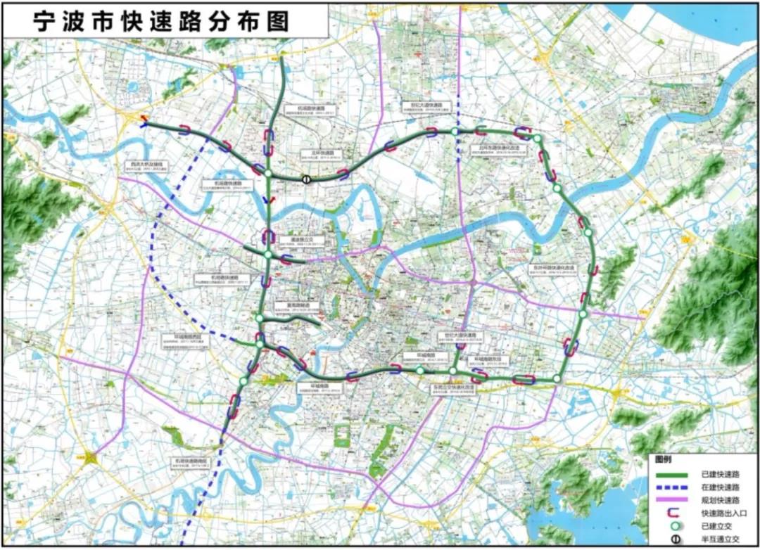 宁波形成"口"字形快速路网截至目前,快速路网共建成72.1公里.